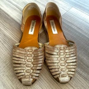 Steve Madden Metallic Dusty Gold Hillarie Huarache Flat Slip On Sandal